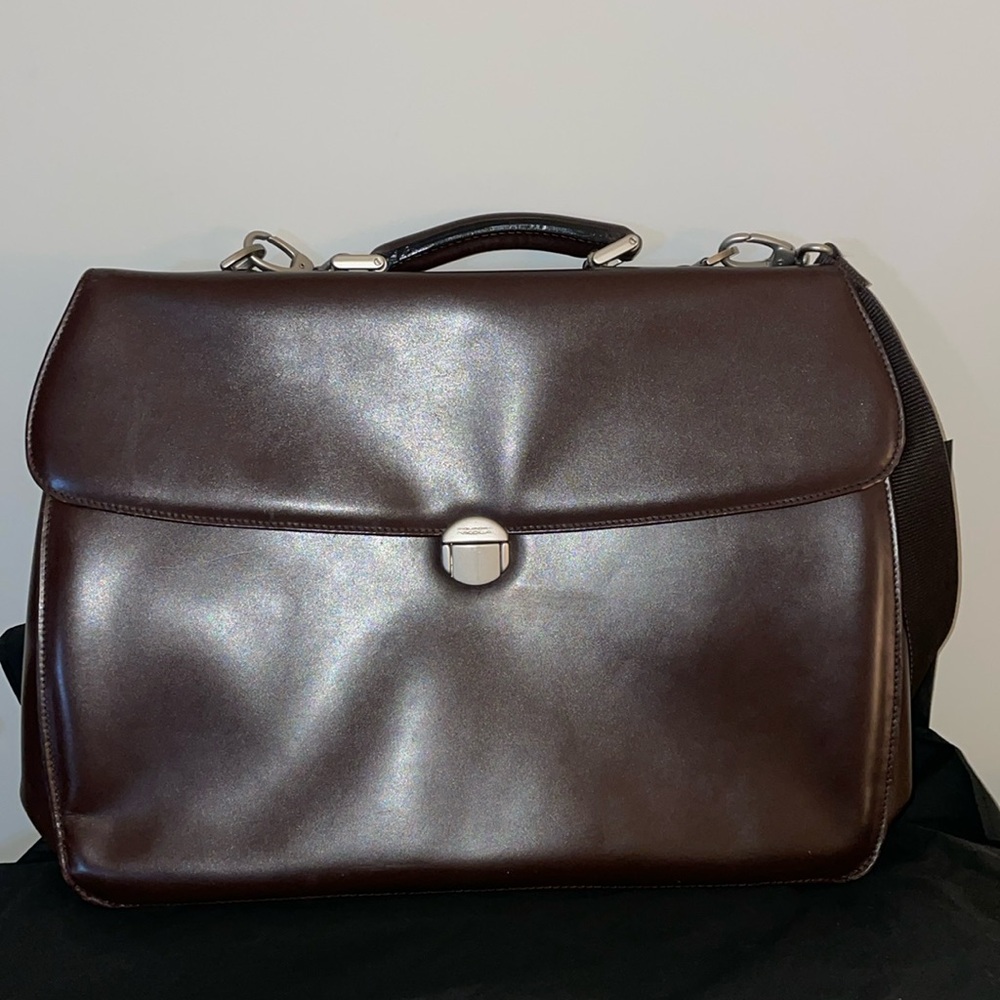 Nikolai Piquadro Burgundy leather briefcase - Picture 2 of 12